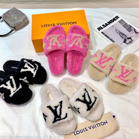 fur louis vuitton slippers|Louis Vuitton winter slippers.